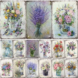 Flower Vintage Metal Tin Signs, Lavender, Retro Poster, Plates, Plaque, Bar, Pub, Garden, Farm, Home Wall Decor