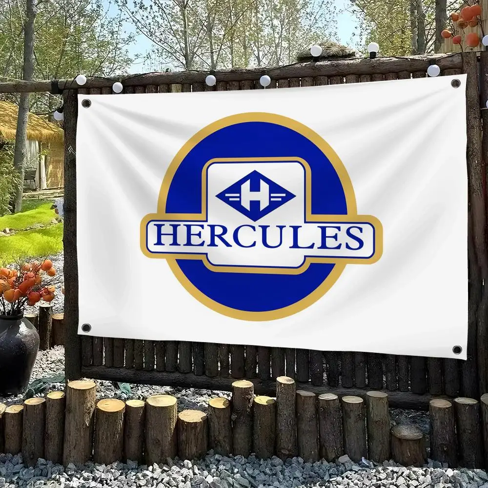 HERCULES Motorcycle Racing Flags Custom Camping Outdoor Garden Room Bedroom Decor Party Backdrops Wall Art Family Gifts