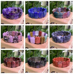 2024 New Couple Bracelet Natural Stone 15X24MM Large Bracelet Inlaid With Amethyst Tiger Eye Agate Crystal Fashion Jewelry
