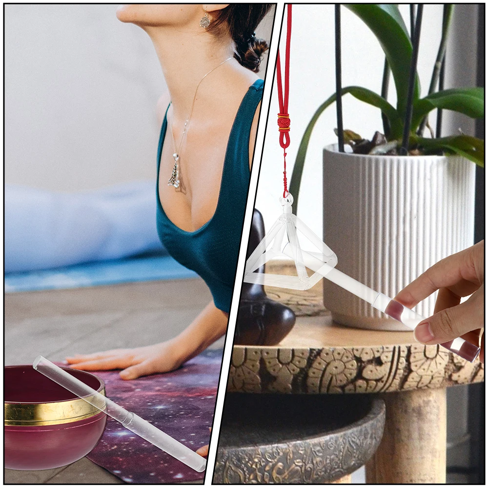 

Meditation Pyramid Stick Small Transparent Singing Pyramid Sound Stick for Hand Relaxation and Yoga Singing Bowl Mallet