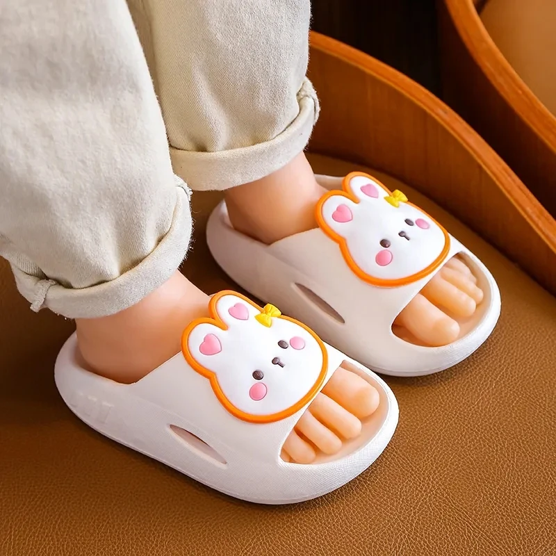 New PVC Platform Purple Slippers Child Girl Thick Sole Cloud Shoes Lovely Rabbit Summer Clapper Children's Outdoor Beach Slides