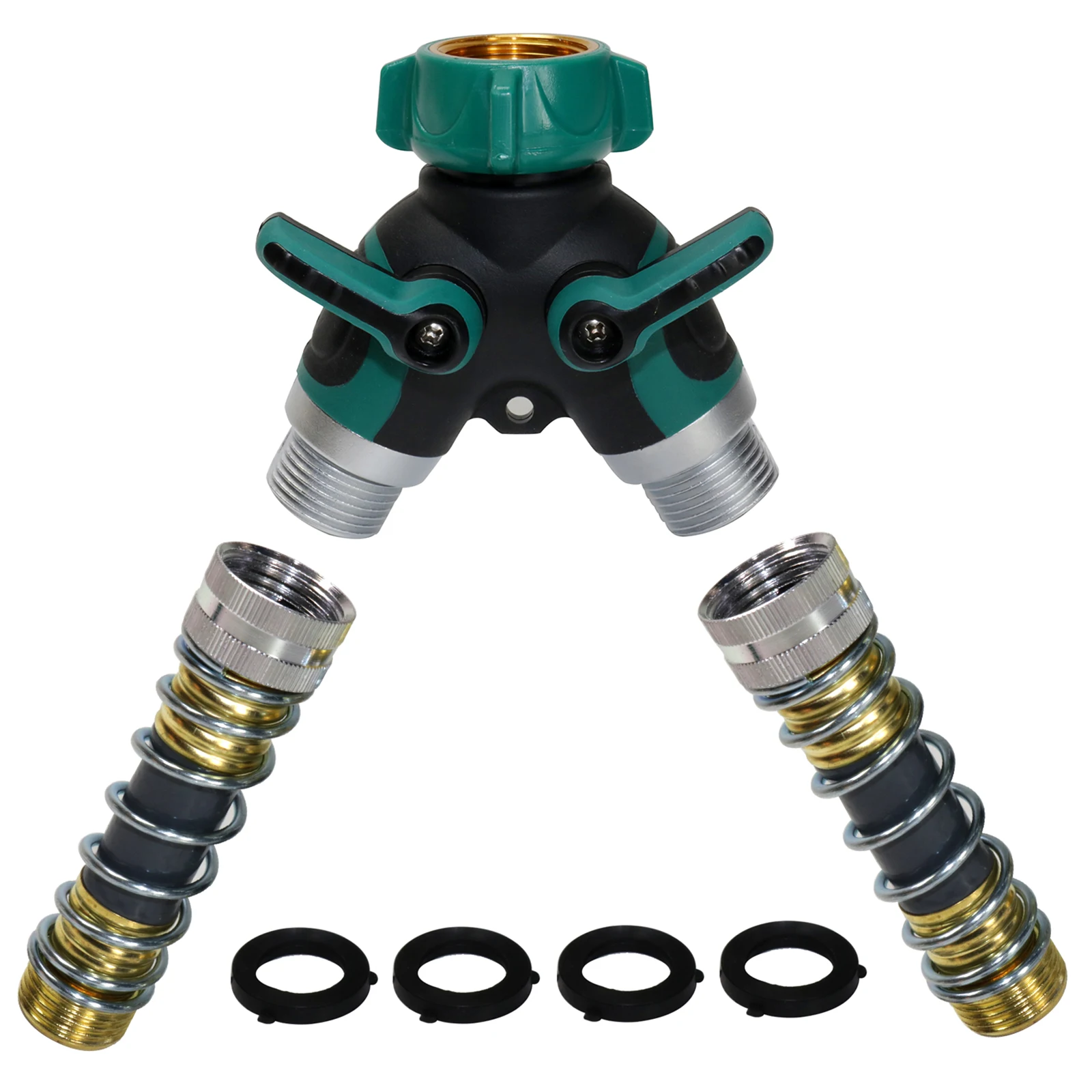 Anti bending water pipe joint splitter Garden Watering 2 Way Hose Splitters Connector Metal Body Distributor Outdoor Tap Faucet