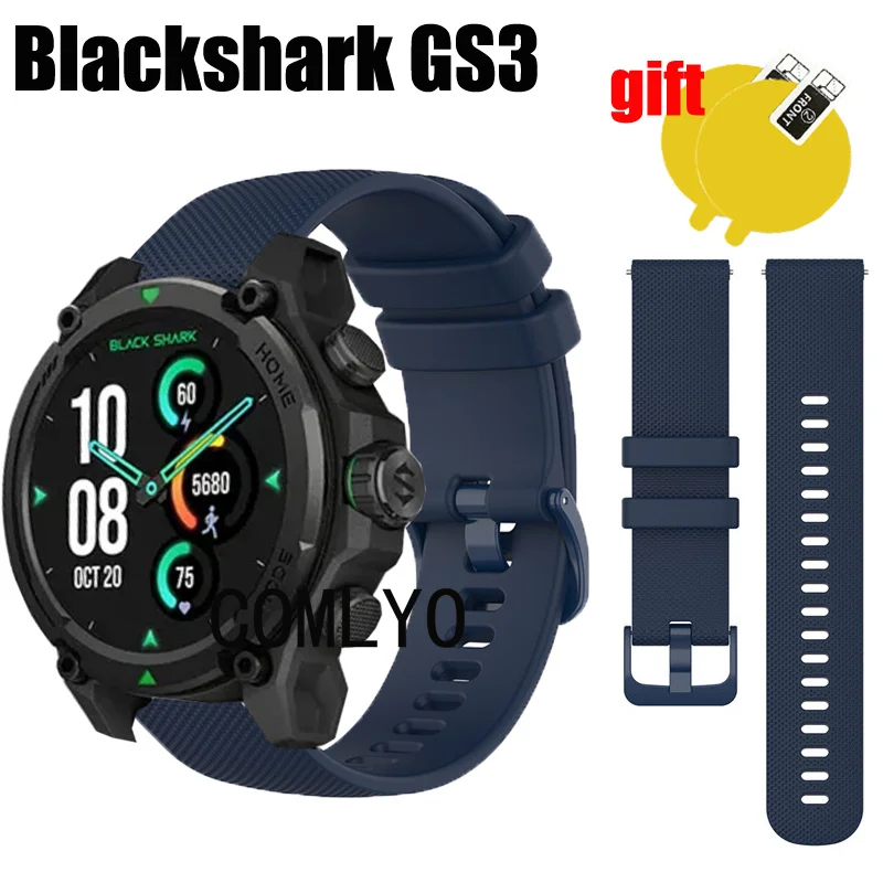 BAND For Blackshark GS3 Strap Smart watch Silicone Soft Belt Women men Bracelet Screen Protector film for Men Women