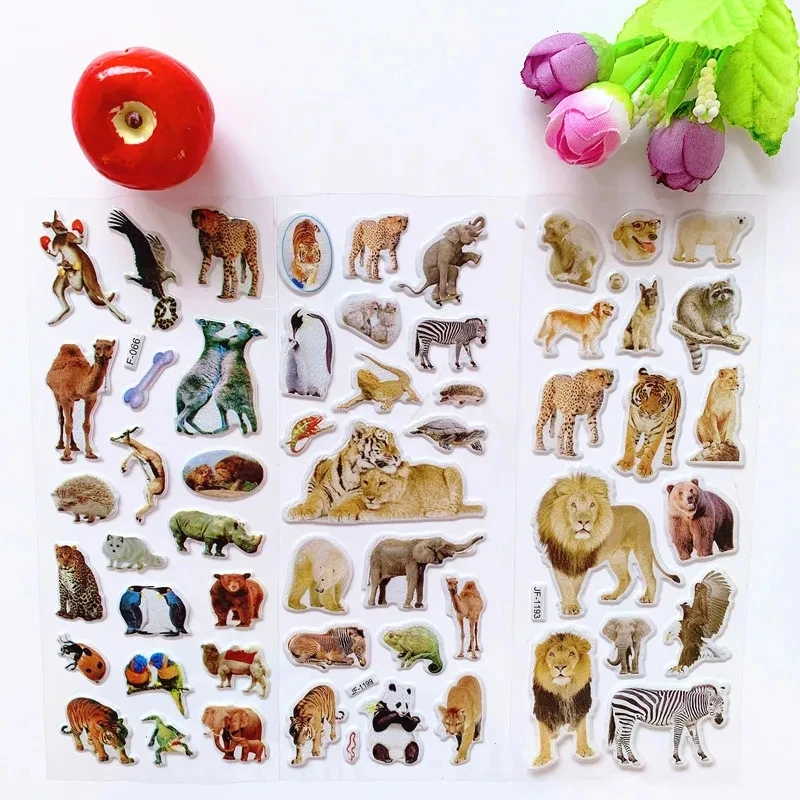 10 Sheets 3D Puffy Stickers Animals Bulk Stickers Scrapbook Decoration Birthday New Year Christmas Gifts for Kids Boys Girls view 5