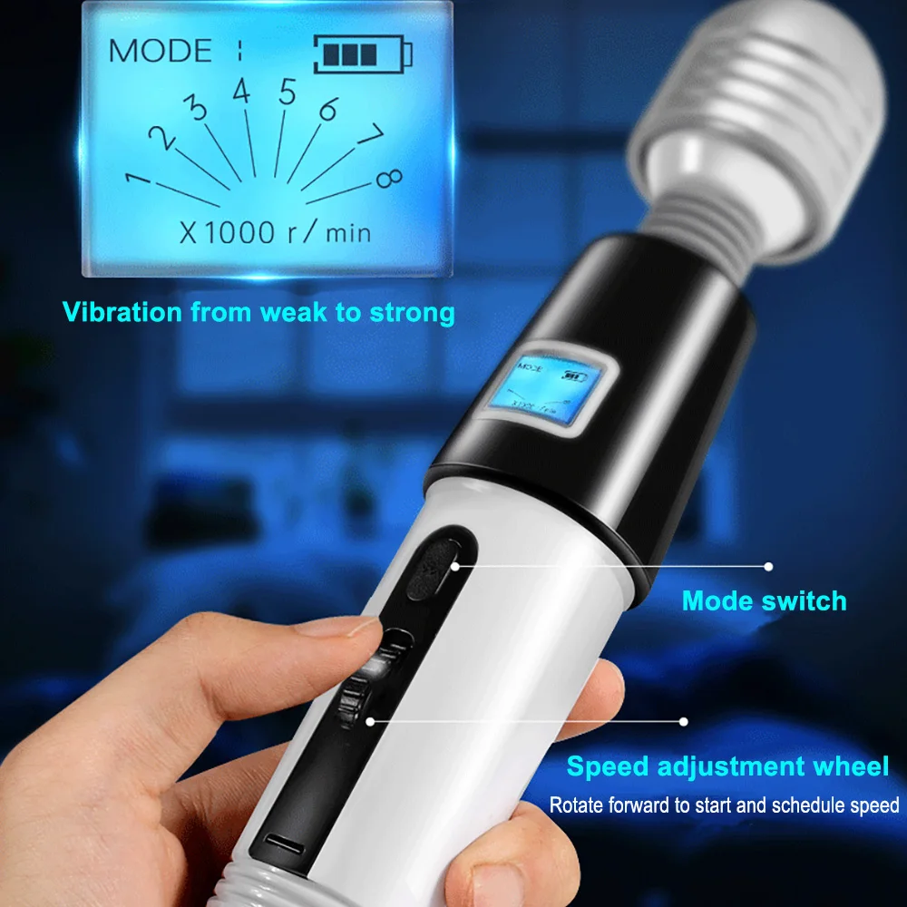 عصا تدليك كبيرة 8 تردد 8 سرعات أقوى هزاز AV عصا مقاوم للماء USB قابلة للشحن الكبار منتجات الجنس للنساء #4
