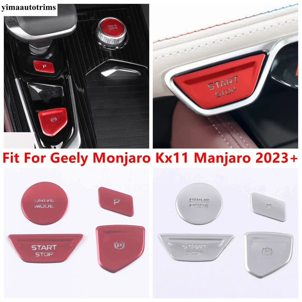 

Start Stop Button Sequins / Auto P Gear Shift Panel Stickers Cover Trim Red Accessories For Geely Monjaro Kx11 Manjaro 2023 2024