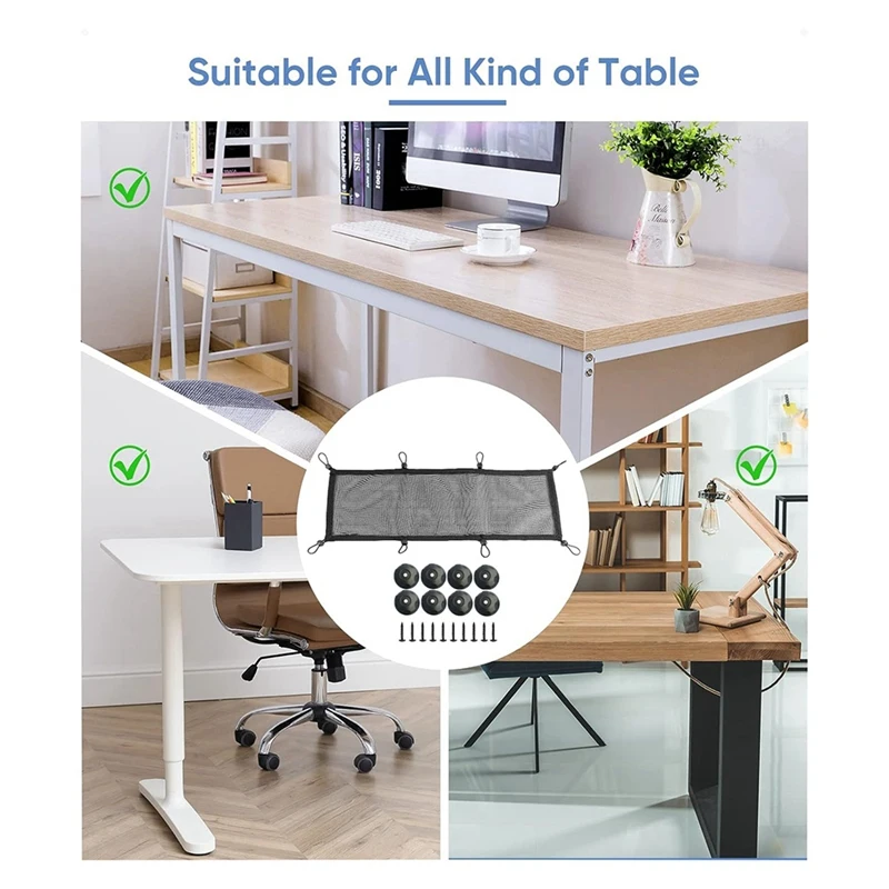 Unter Schreibtisch Kabel Management Net Kit schwarz flexible Polyester Mesh Wire Management Tray