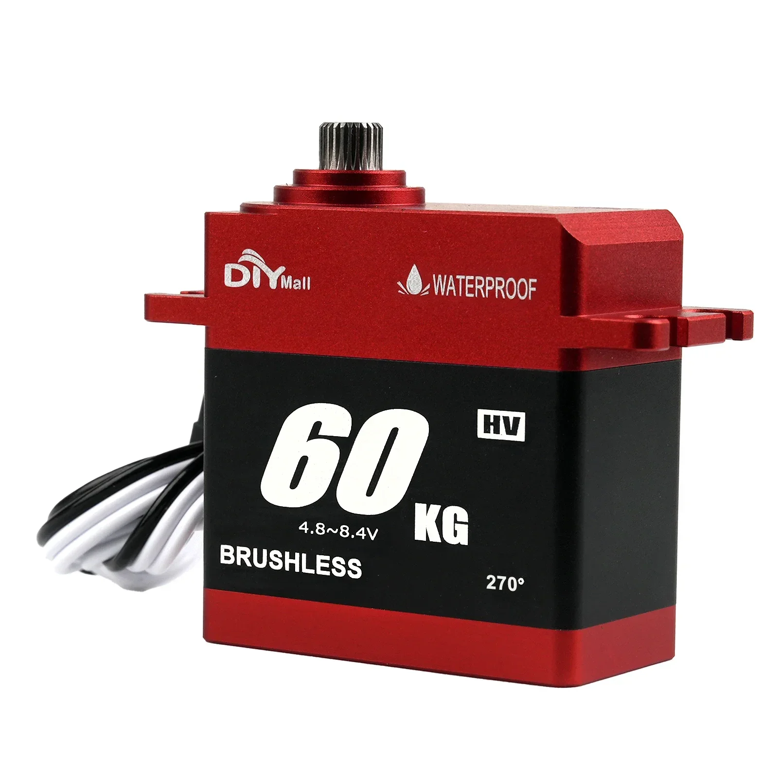 Servo RC BLS-HV60MG a coppia elevata da 60 kg - Servo HV digitale senza spazzole impermeabile 180 ° /270 ° /360 °   Ingranaggio in metallo per auto/barca/robot/drone