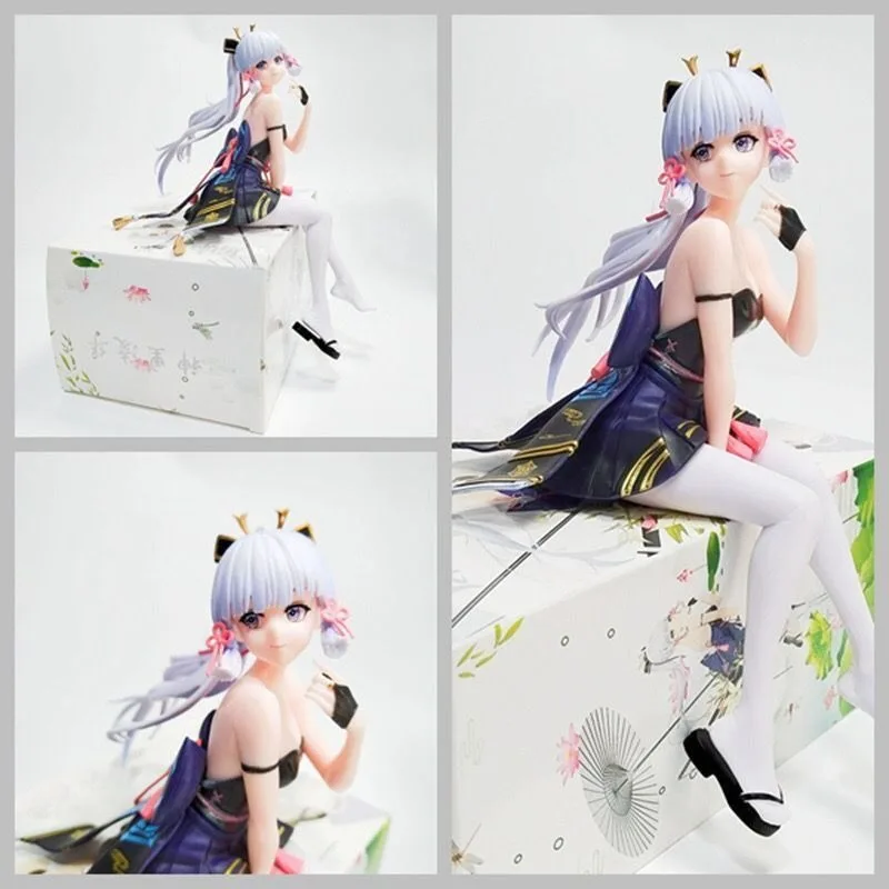 Genshin Impact Kamisato Ayaka Sitting Position Action Figure Toys Princess Egret Anime Game Model Desktop Car Decoration Gifts