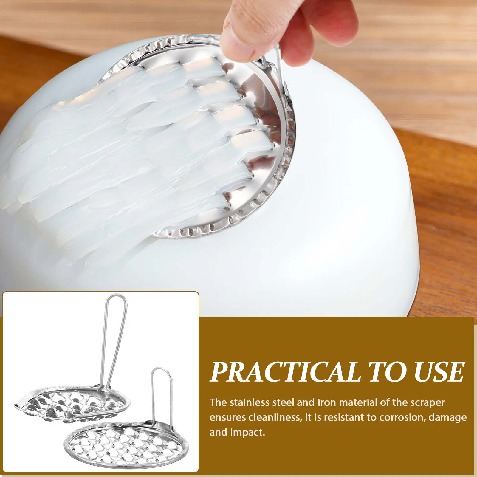 

2Pcs Bean Jelly Scraper Stainless Steel Food Scraper Kitchen Tool Cold Noodle Food Making Scraping Gadget Bean Jelly Scrapers