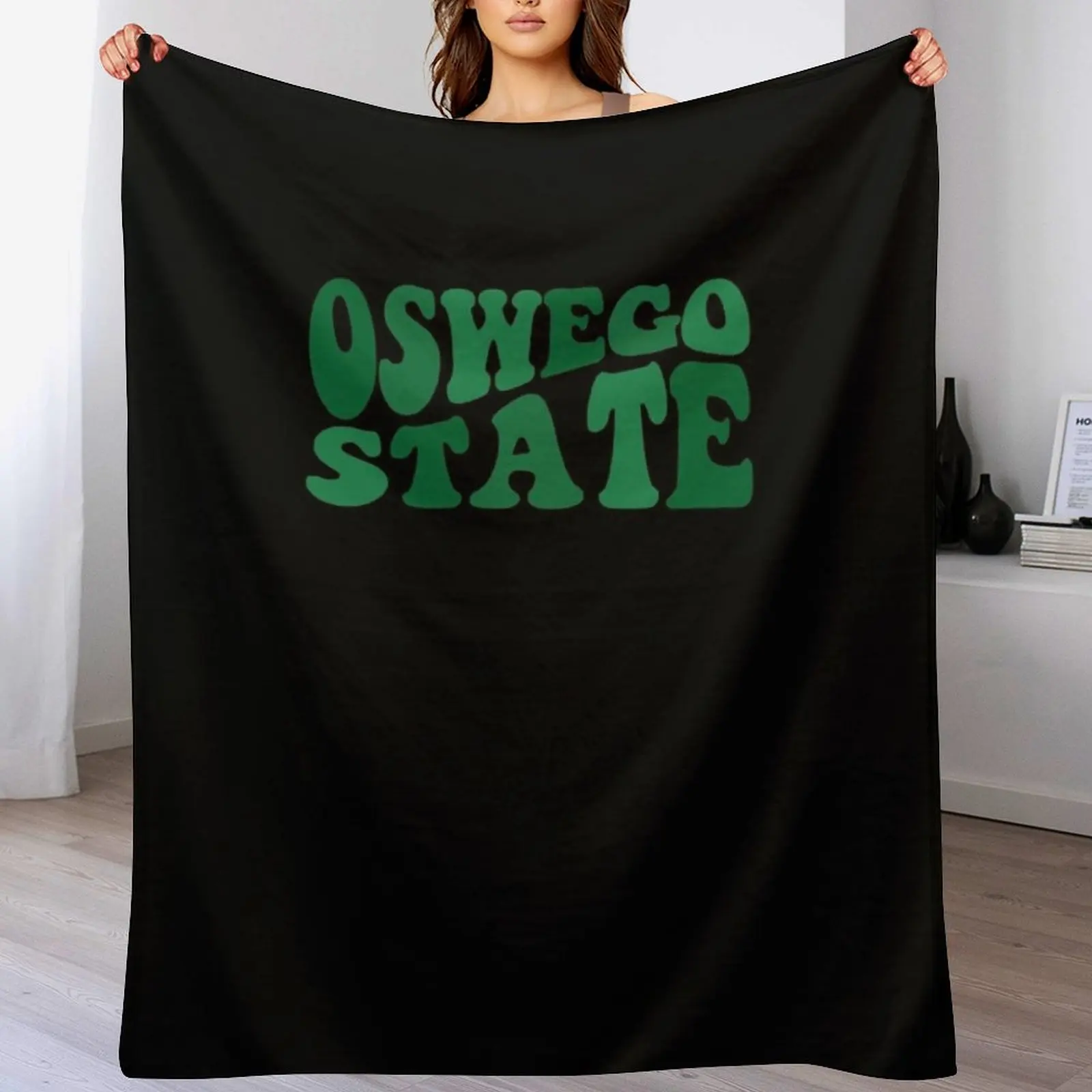 suny oswego - warped groovy font Classic T-Shirt Throw Blanket