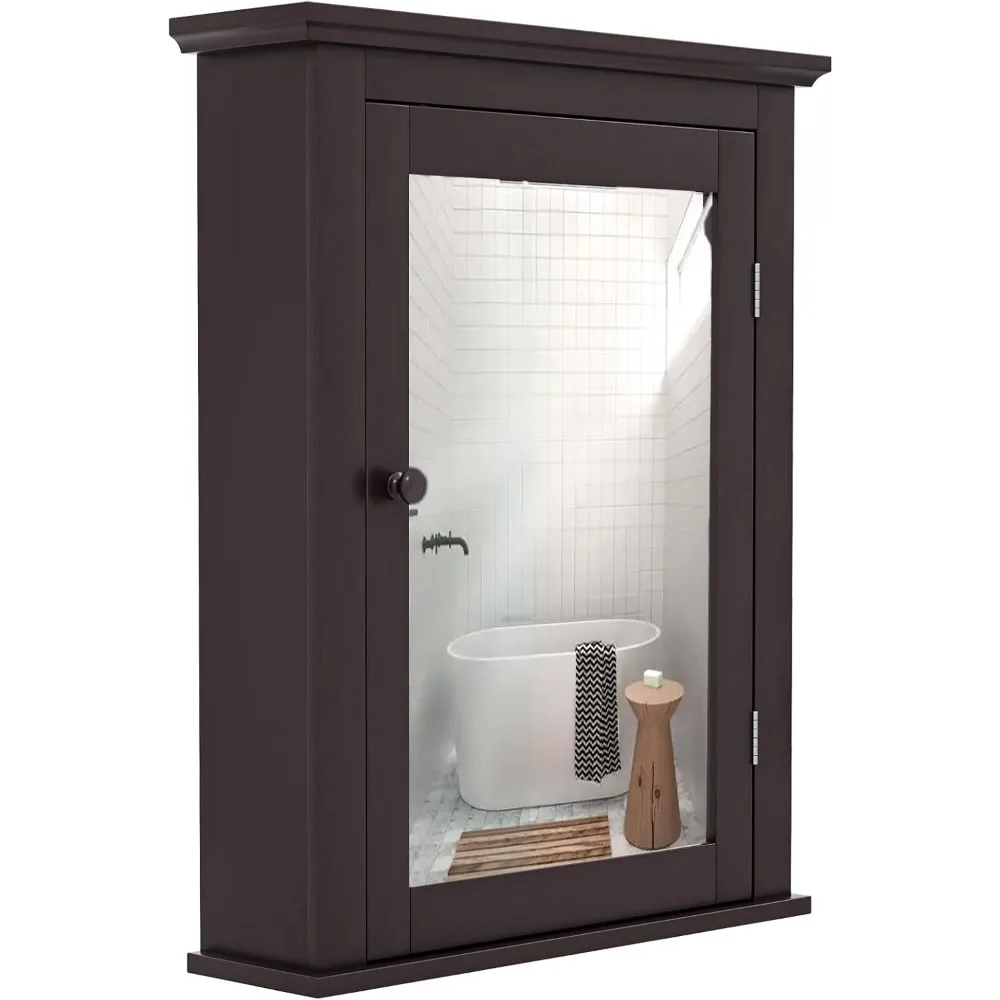 Mirrored Wall Mount Cabinet, Bathroom Storage Cabinet with Adjustable Shelf & HD Mirror, Space-Saving Organizer for Home,6