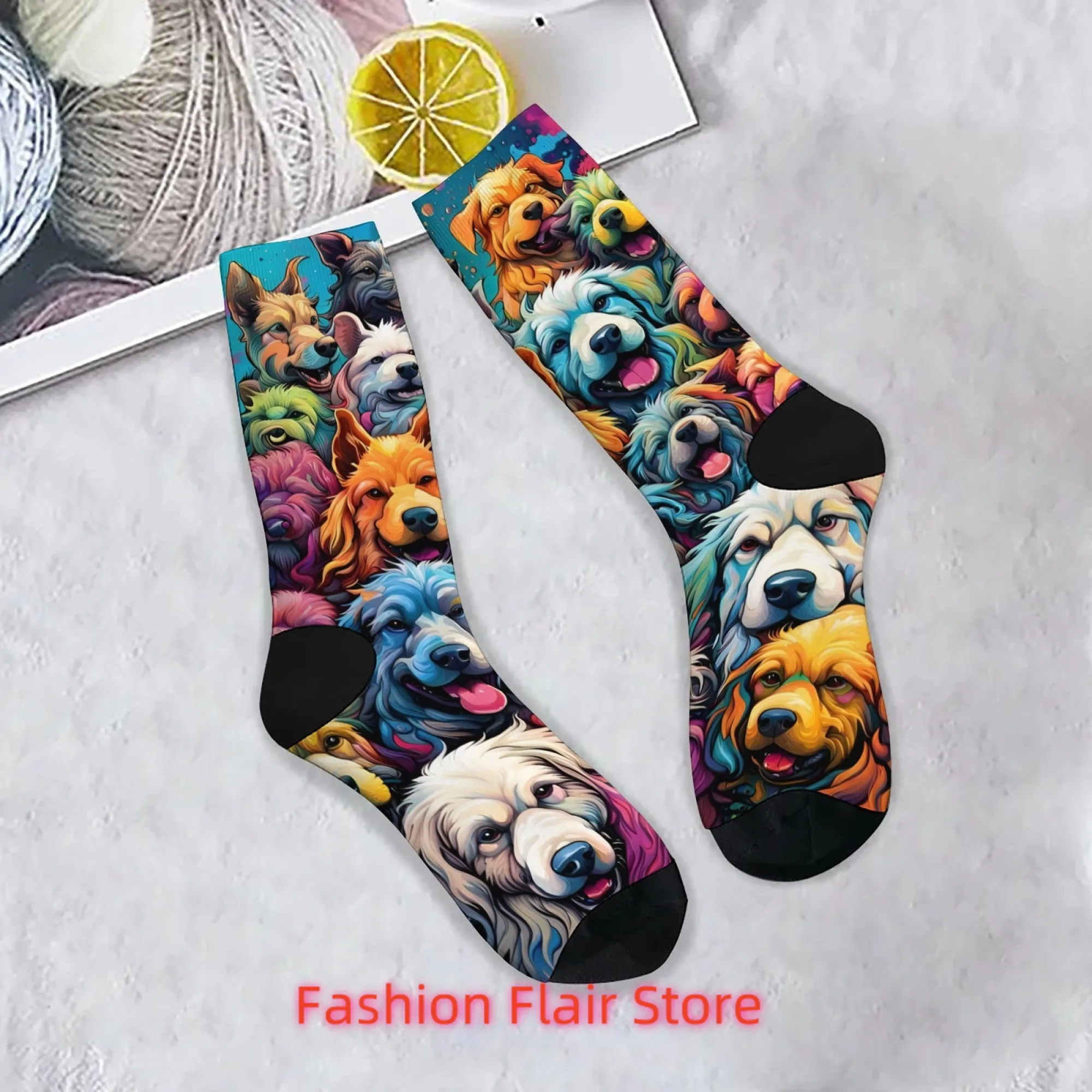 

Мужские носки с принтом Happy Puppy, новинка, Harajuku, уличные модные носки в стиле ретро, удобные дышащие нескользящие носки, подарок