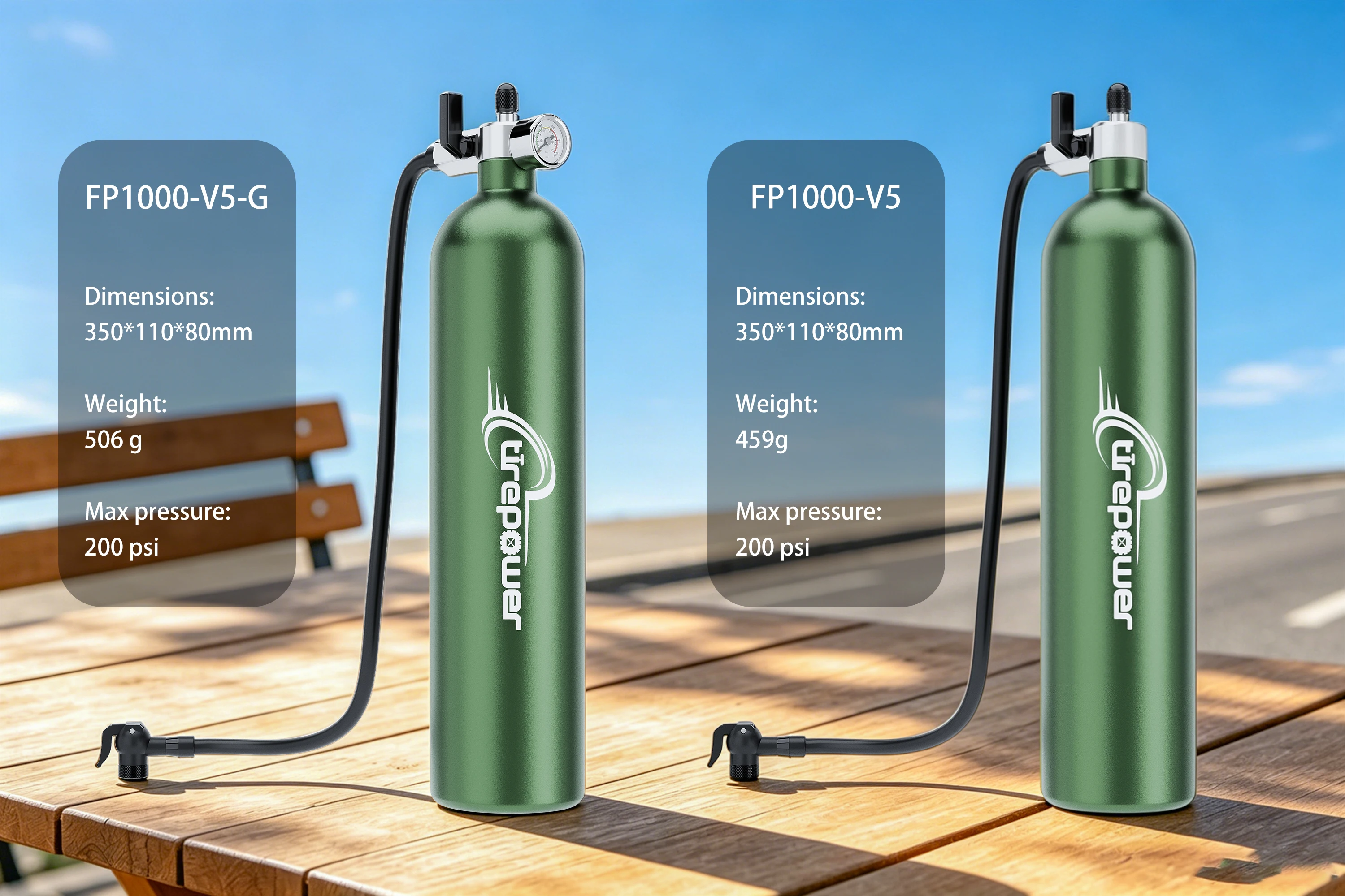 1,3L MTB-Straßenreifenfüller mit Ventil, Gasflasche mit Manometer für schlauchlose Fahrradreifen – Detail 6