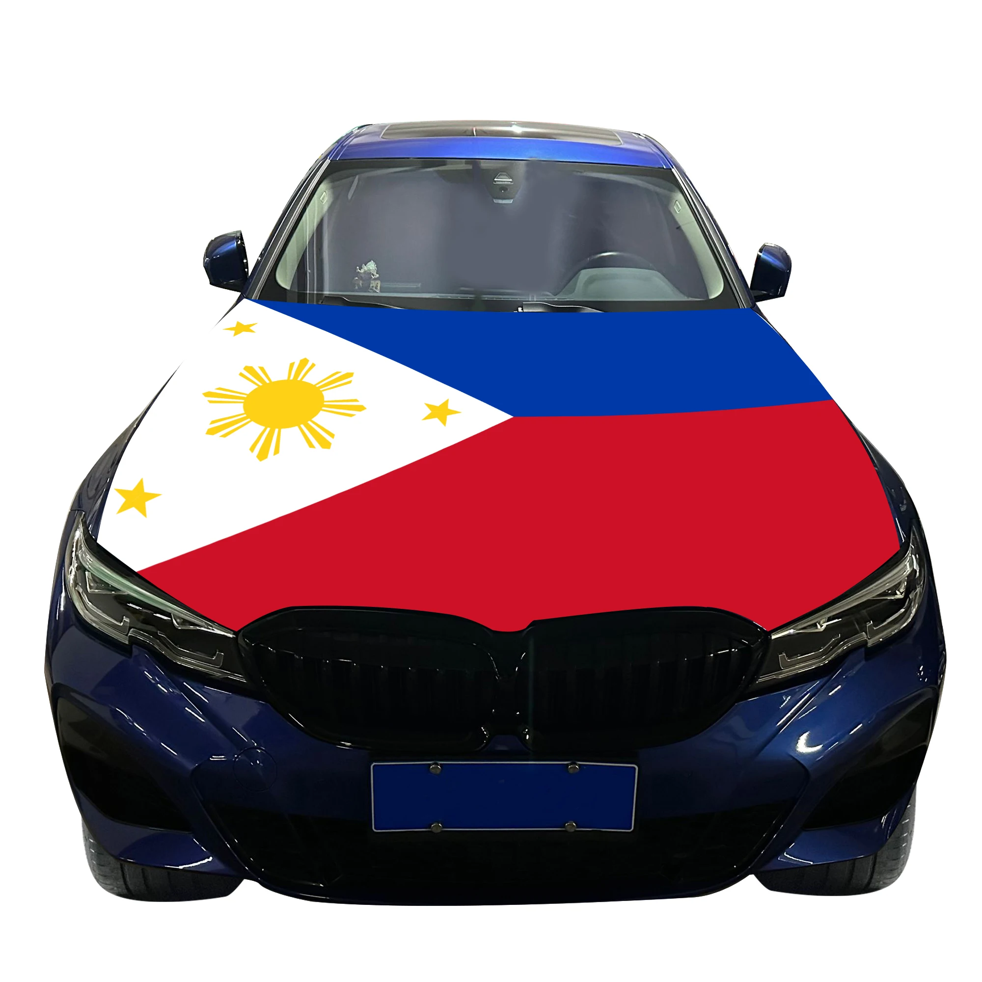 Philippines Car Hood Cover Flag  Universal Size Elastic Polyester 120x150cm for Car Decor