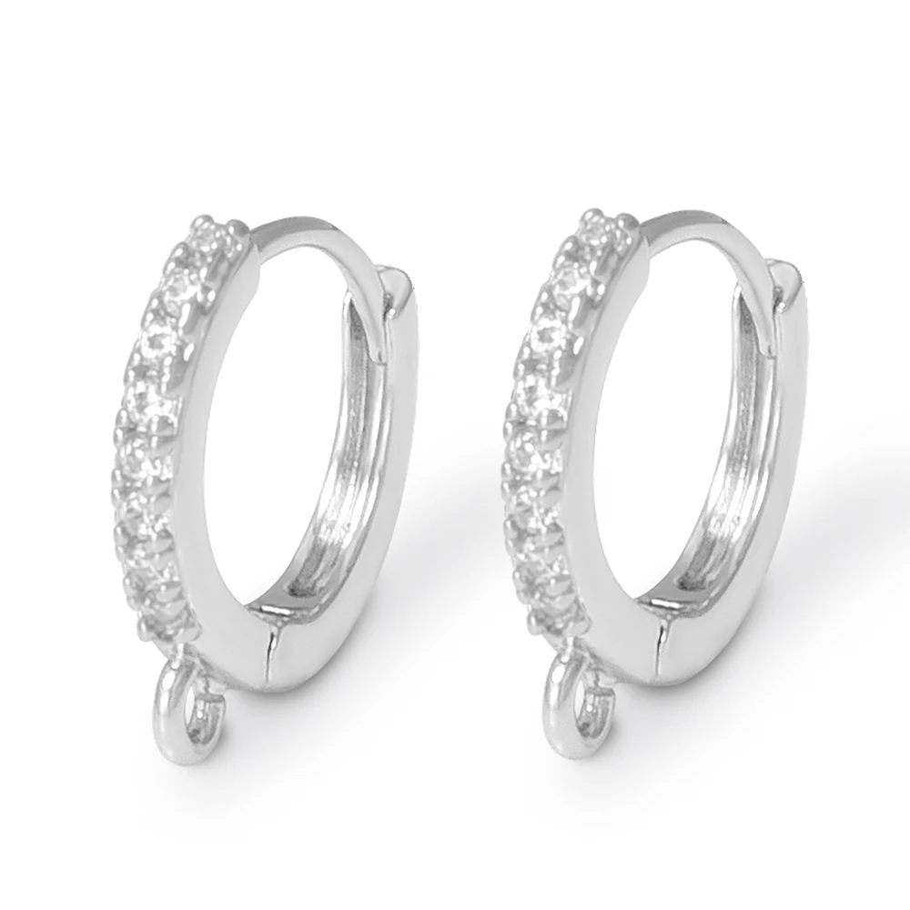 1 Pair Earring Hooks Brass With Zircon 18K Gold/ Rhodium Plated Earwires Fastener DIY Earring Jewelry Making Accessories