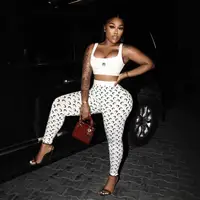 Y2K Fashion Women Two Piece Set Sexy Slim Fit Vest and Pants High Street Retro Crescent Print Matching Set 2
