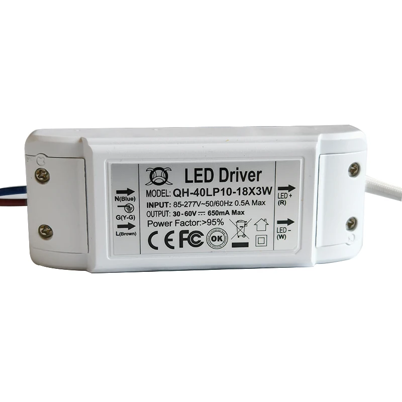 High PF Isolated 10-18x3W 650mA LED Driver 12x3W 15x3W 16x3W 18x3W 30W 40W DC30-60V High Power LED Powr Supply For LED