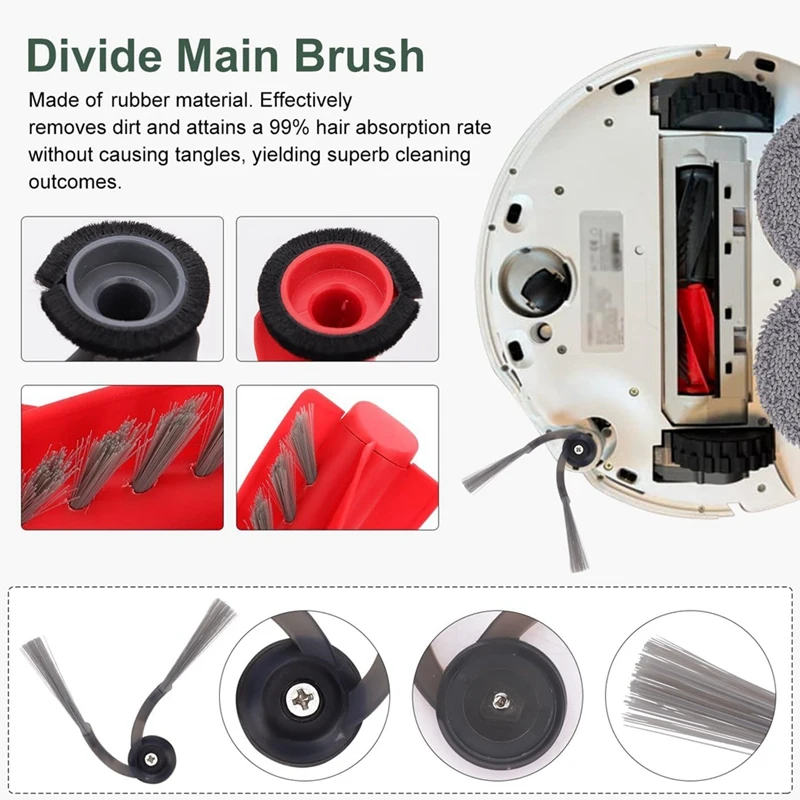 Запасные части для робота-пылесоса Roborock Qrevo Curv/P20 Pro, комплект аксессуаров, основная боковая щетка, HEPA-фильтр, швабры