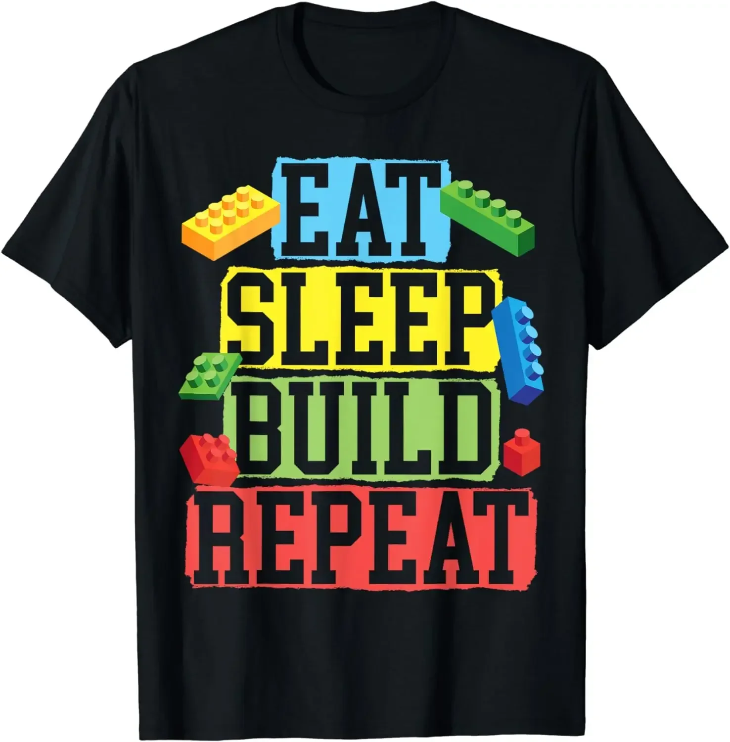 men Clothing Graphic T Shirts Tops  Ropa Mujer Master Builder Bricks Blocks Play Toys T-Shirt Funny Toy T Shirt oversized tshirt