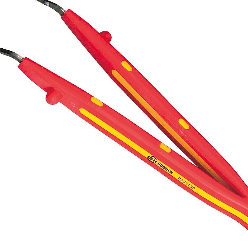 YGTITAN VDE Insulated Curved Serrated Tweezers, Chrome Vanadium Steel, Flame Retardant High Voltage Anti-Static Industrial Tool
