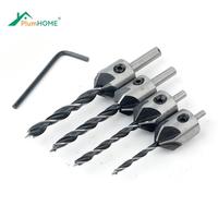 4Pcs HSS 5 Flute Countersink Drills Bits countersunk head drilling Bit Set 3 Tips Woodworking drill 3mm 4mm 5mm 6mm