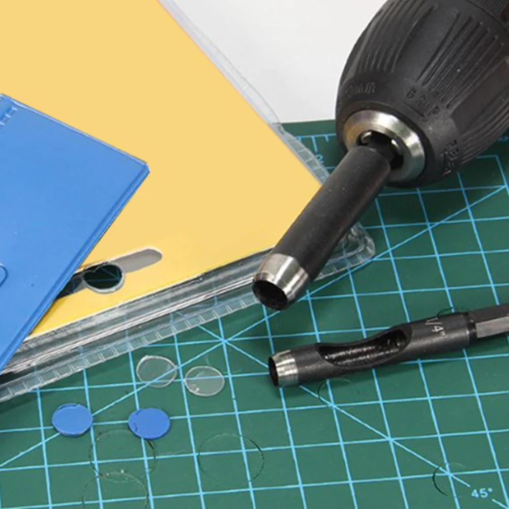 Hollow Hole Punches Effortless Punching Set for Electric Drill Perfect for Leather Paper and Synthetic Materials!