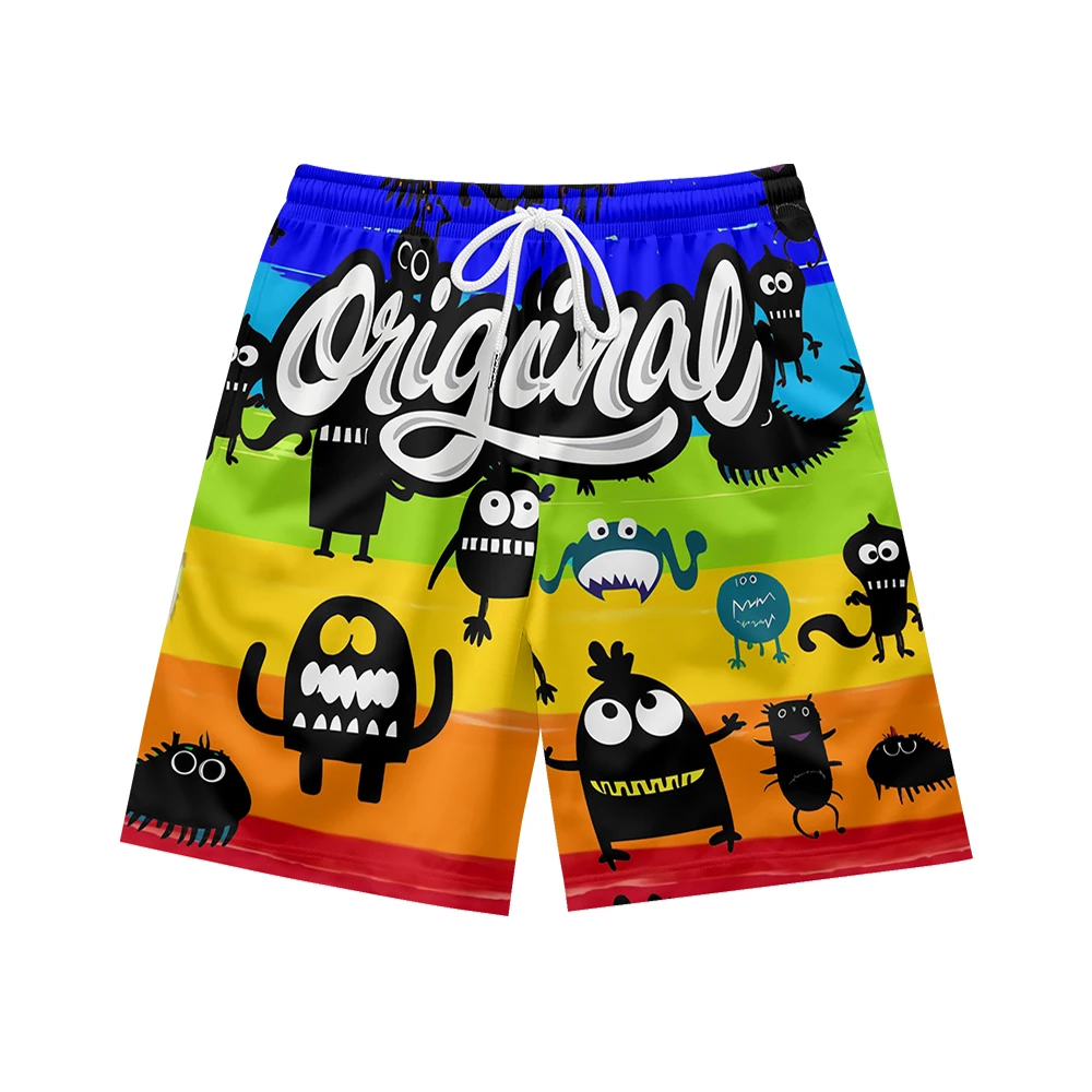 100% Polyester All Over Printing Custom Men's Shorts Summer Men Anime Shorts pantalones casuales Rainbow printing