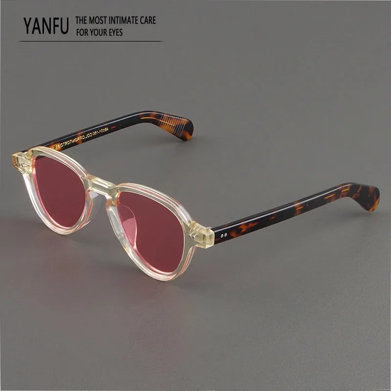 Luxury Brand Pink Polarized Sunglasses Classic Female Designer Acetate Transparent Frame Outdoor Glasses Eyewear Men Women 145mm