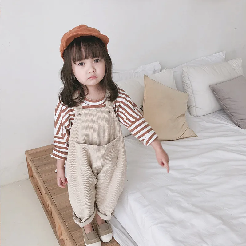 

Kids Casual All-match Suspender Trousers Little Princess Bib Pant Spring Korean style Baby Girls Corduroy Loose Overalls Toddler