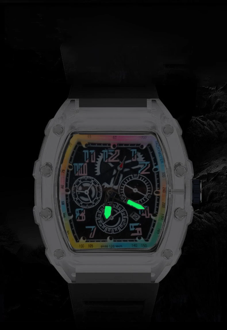 ساعة يد كوارتز رجالية فاخرة تريند ساعة أوتوماتيكية للرجال ساعات ميكانيكية رياضية شفافة مضيئة