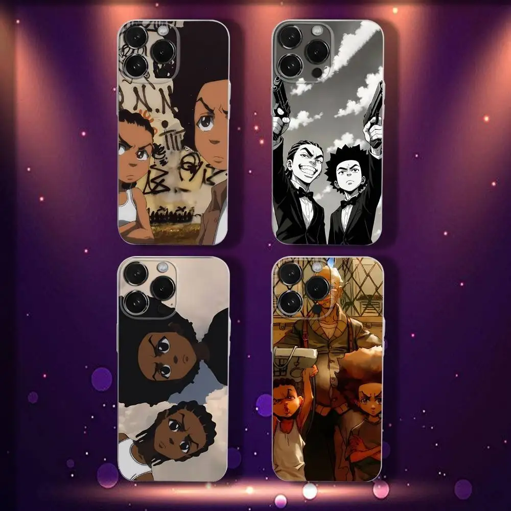 T-The C-Cartoon B-Boondocks Phone Case For iPhone 17,16,15,14,13,12,11 Pro,Max,Plus,X,XS,XR,SE4,E Mini Transparent Soft Cover