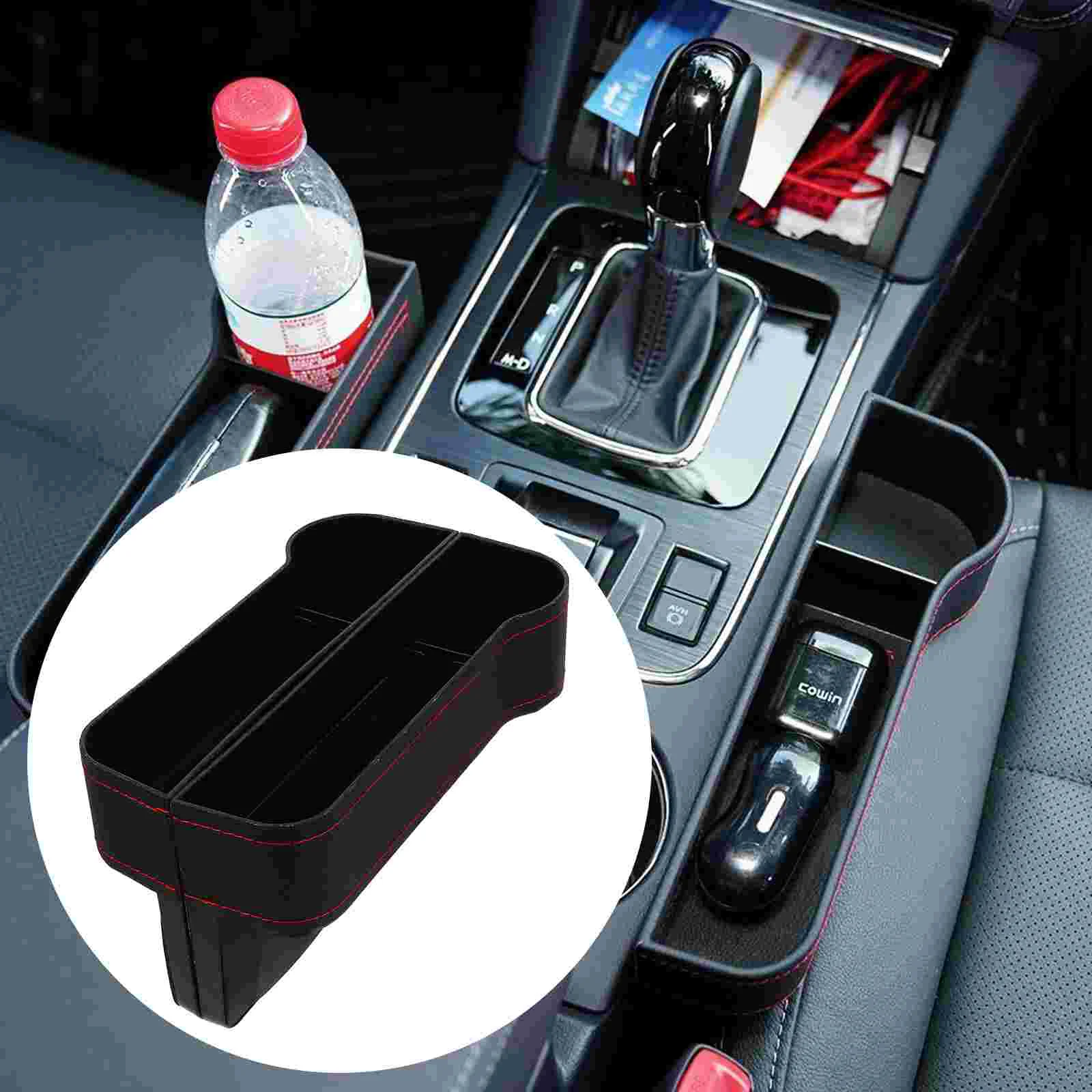

2 Pcs Side Bag Storage Accessories Console Gap Organizer Front Black Pockets