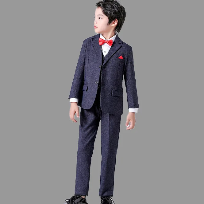 JUCPKID All Seasons Elegant Children's Suits Little Boys Blazer Vest Pant 4/5Pcs Set Boutique Kids Boy Costumes Boy Wedding Suit