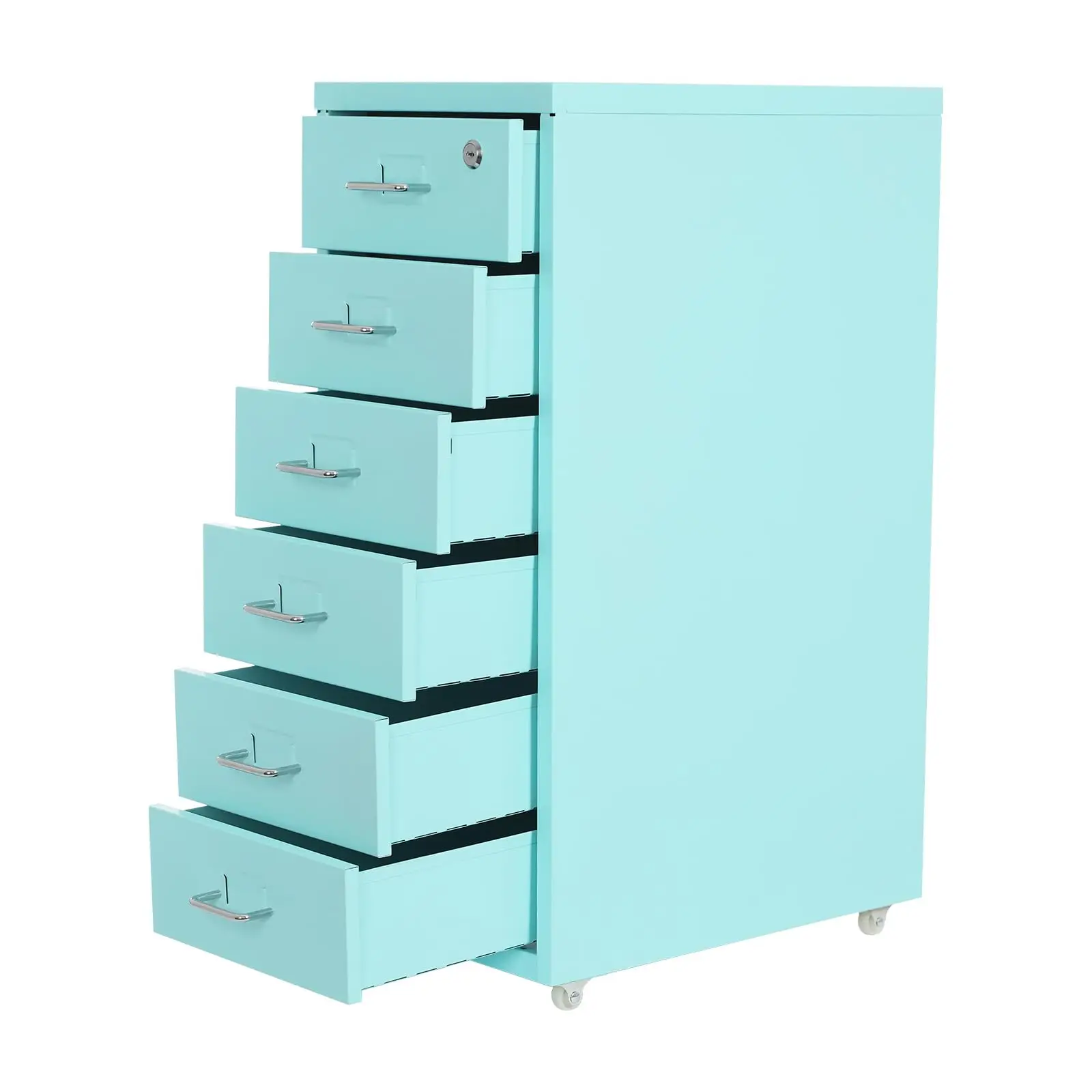 

6-Drawer Vertical File Cabinet with Lock, Moveable Office Storage Cabinet, Minimalist Filing Cabinet Printer Stand Fits Legal/Le