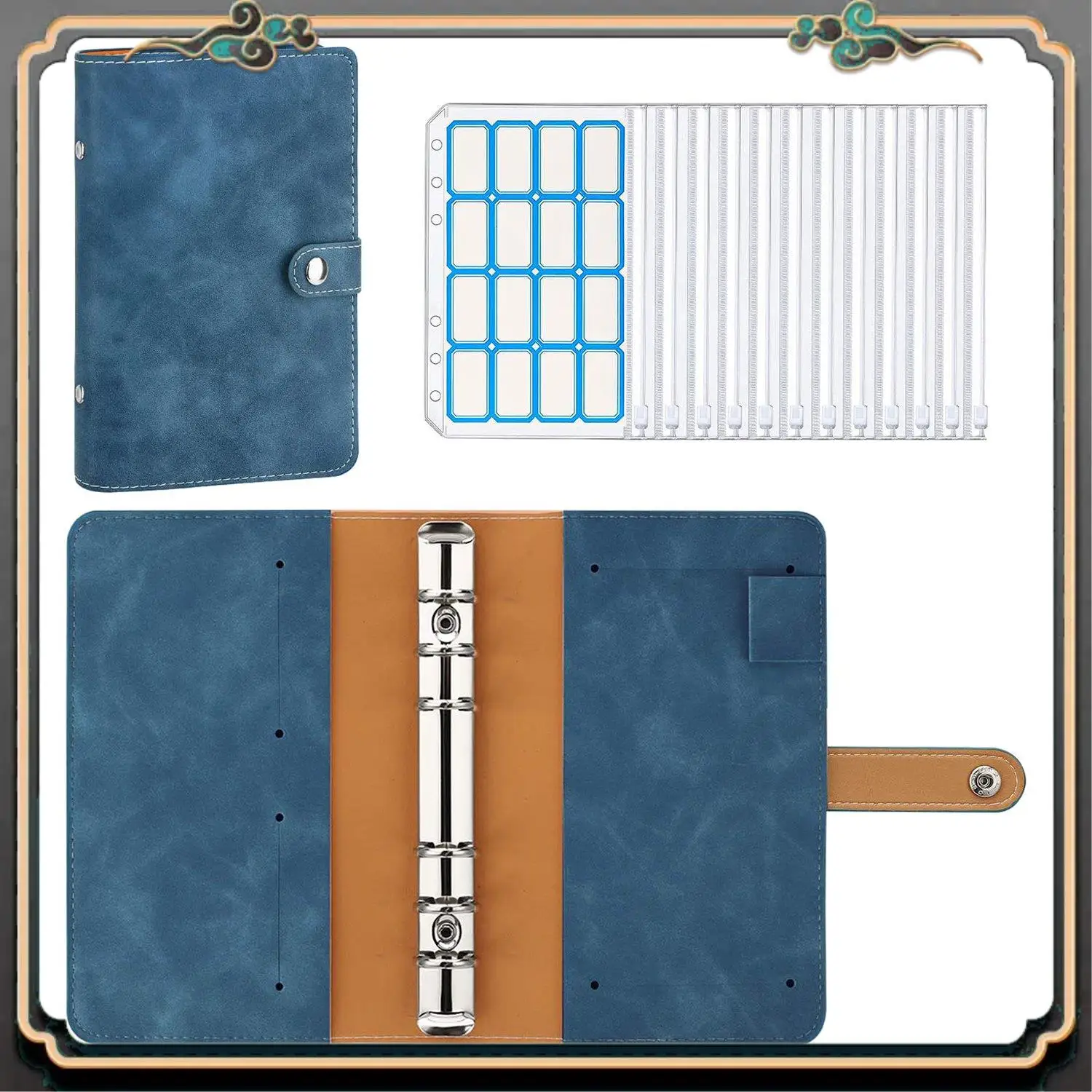 

ASMA-A6 Budget Binder With Zipper Envelopes,Binder Cover Folder Budget Planner With Cash Envelopes Pockets & Label