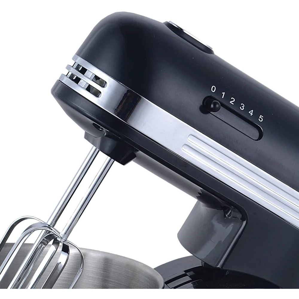 5-Speed Stand Mixer with 3.5 Qt Stainless Steel Bowl Beaters Dough Hooks Dishwasher Safe Compact Design Anti-Slip Feet 250W