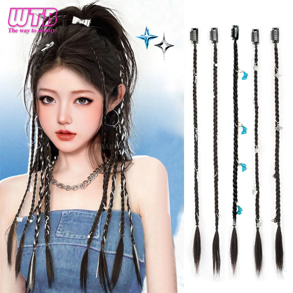 2pcs Synthetic 50cm Long Boxing Braid Wig With Strong BB Clip Lightweight Ponytail Hair Piece for Women