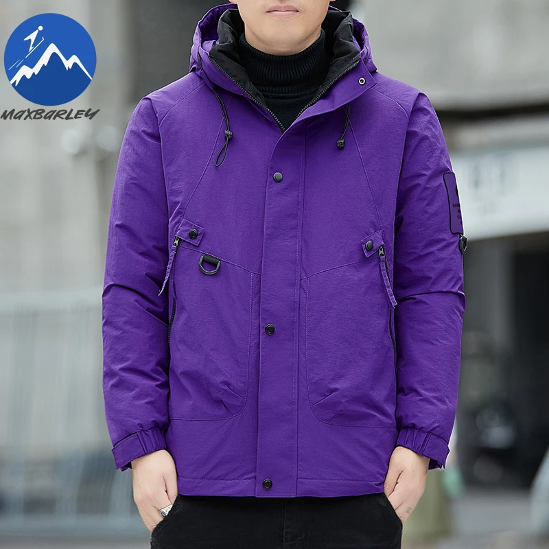 COMXZ 2025 Winter Jacket Men Fashion Casual Thick Thermal Windproof Cotton Padded Jacket Outdoor Hiking Snow Warm Hooded Parka