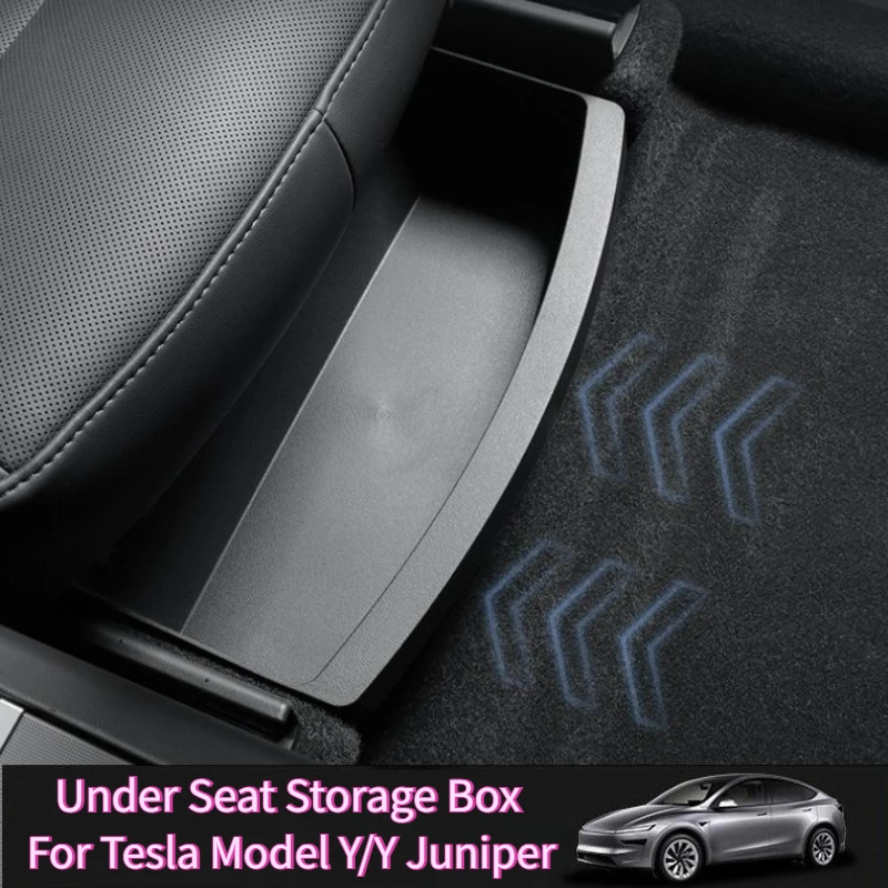 Under-Seat Storage Box for Tesla Model Y Juniper 2021-2025 Accessories Drawer Type Organizer Storage Front Seat Lower Box Case
