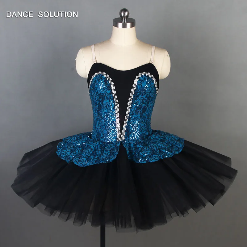 

Navy Blue Sequin Spandex Camisole Bodice Ballet Tutu Dress Professional Ballet Performance Costume for Girls & Women 19502