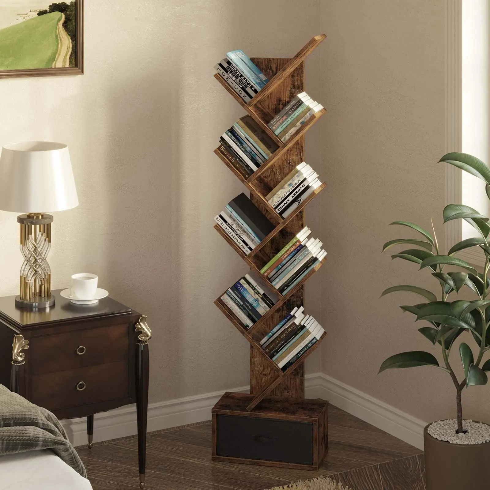 Wood Bookcase Small Living Room Modern Wholesale Display 8 Book Shelf Traditional Wood Bookcase Short image 4