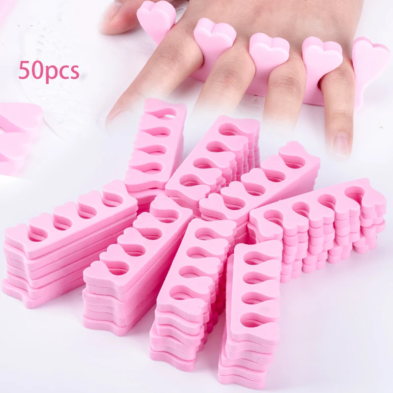 

50pcs/Pack Pink Nail Art Toes Separators Fingers Foots Sponge Soft Gel UV Tools Polish Manicure Pedicure