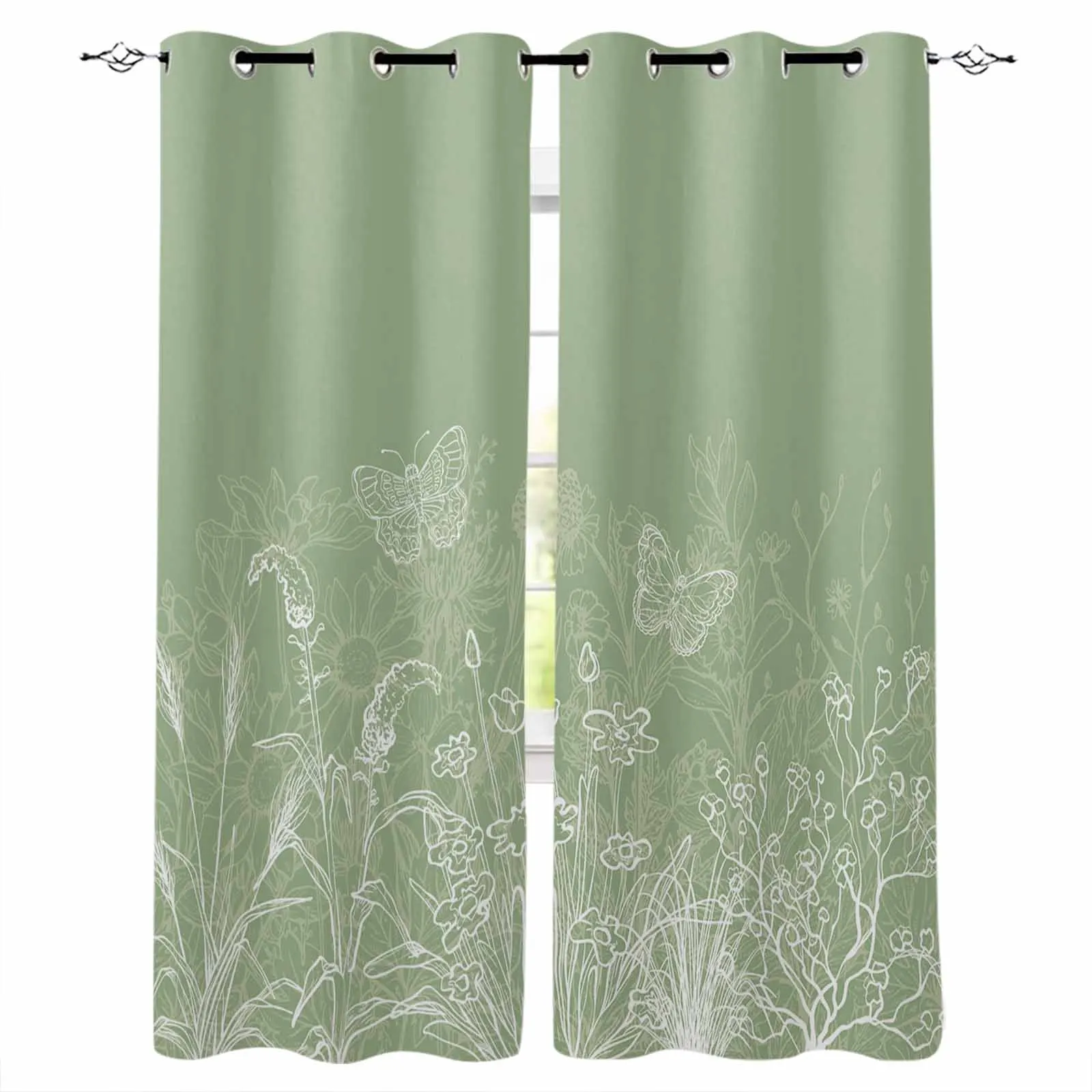 

Minimalist Flower Hand Drawn Curtains For Kitchen Bedroom Window Treatment Curtains For Living Room Home Decor