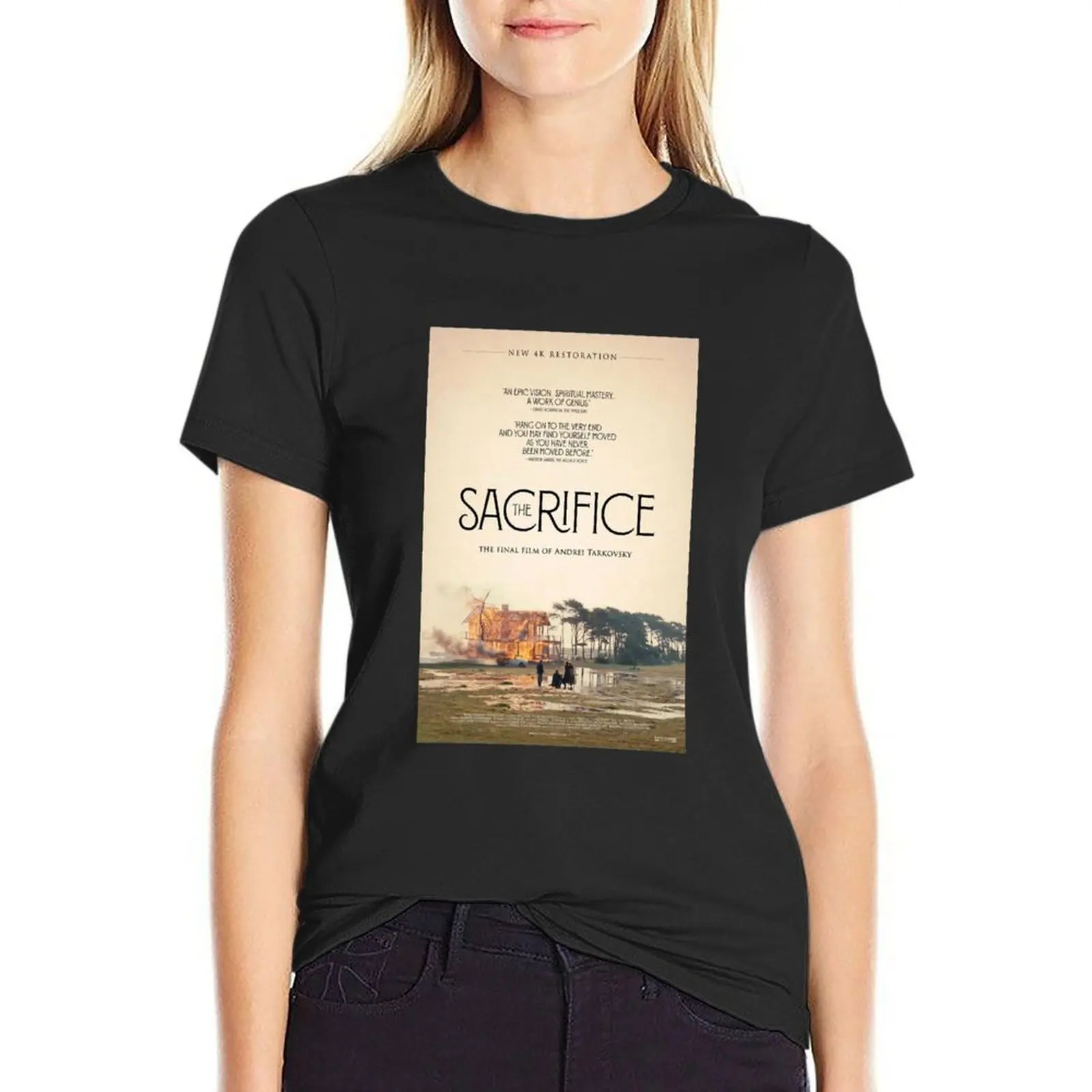 

Lover Gift Andrei Tarkovsky Movie Poster The Sacrifice Gifts For Everyone T-Shirt summer top vintage cropped t shirts for Women