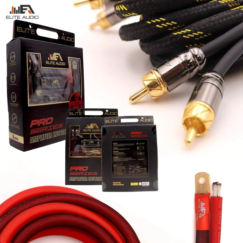 EA-PROK0 Pro Amplifier Wiring Kit - 5000W Max Power, Oxygen Free Copper Cables, Brass ANL Fuse Holder, 0 Gauge