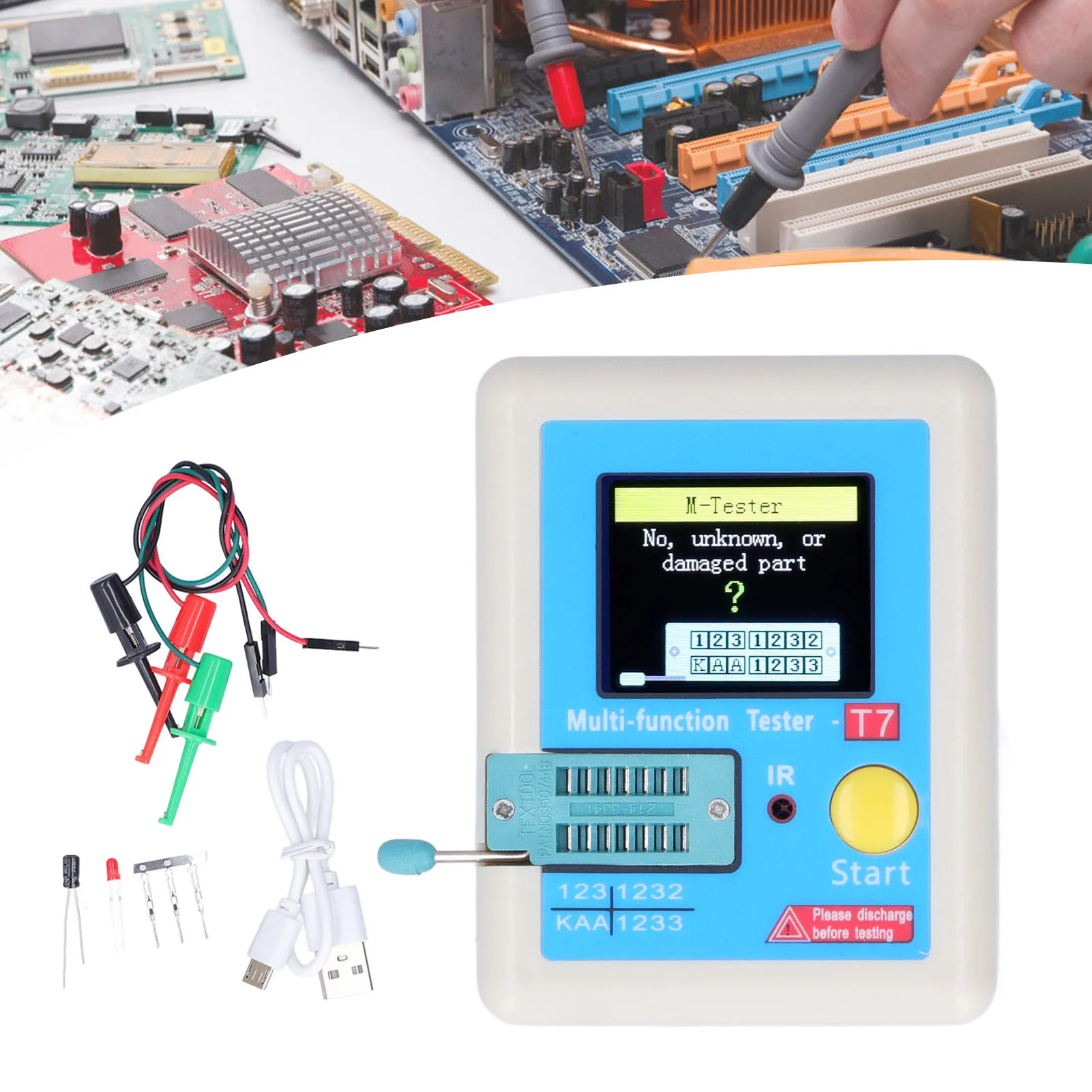 

High Speed Transistor Tester ‑T7 High Speed Transistor Tester Color Screen Transistor Detector Capacitance Resistance Meter