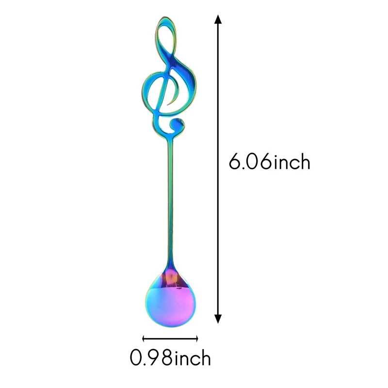 ABLQ Music Note Spoons 12-Pack Creative Cute Teaspoons 18/10 Stainless Steel Staff Musical Notation Shaped Coffee Spoons view 5