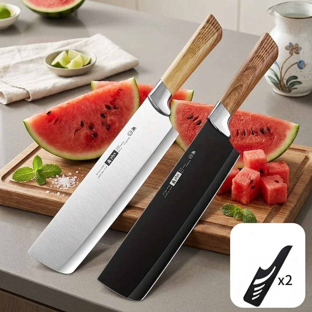 Faca de Cozinha em Aço Inoxidável, Cortador de Melancia e Ferramenta para Fatiar Frutas, Faca Profissional para Cozinha Doméstica