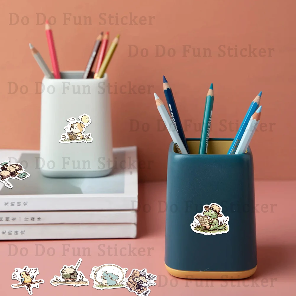 50 قطعة نمط الحنين لطيف مرسومة باليد الحيوانات متعة اليومية ملصق مقاوم للماء بولي كلوريد الفينيل كوب ذاتي الصنع محمول الغيتار الأمتعة سجل القصاصات لتقوم بها بنفسك هدية #3